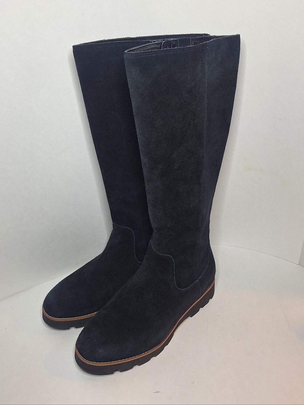 Vionic Gwen Boots Women's US 7 W  Black Suede Zipper Knee High Water Repellent